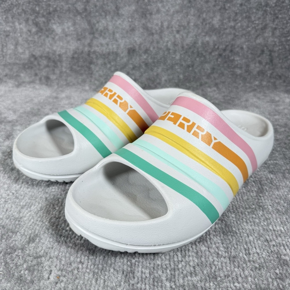 Sperry Sandal Slide Unisex M7 W9 E White Striped Float Slip On Beach‎ Resort